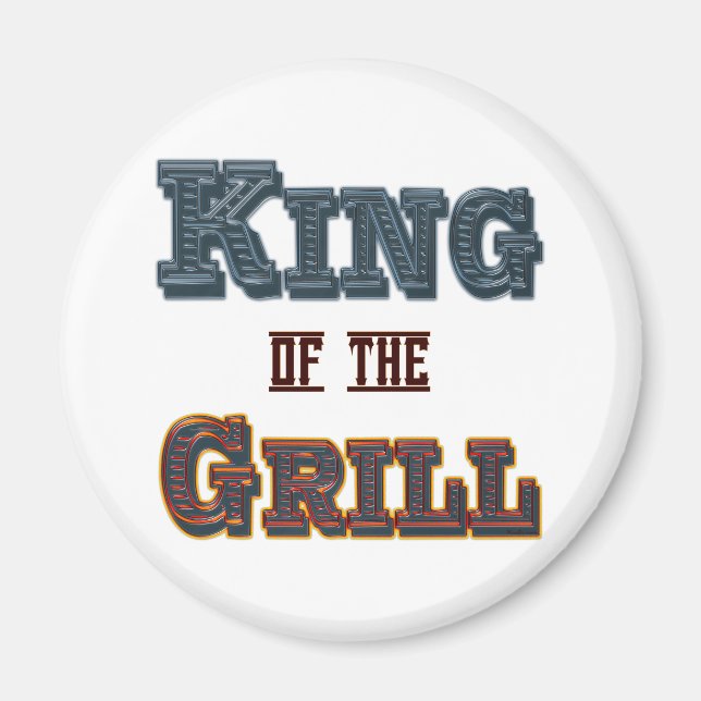 Imán Reyes del Grill BBQ Cocinar eslogan Fridge Magnet (Frente)