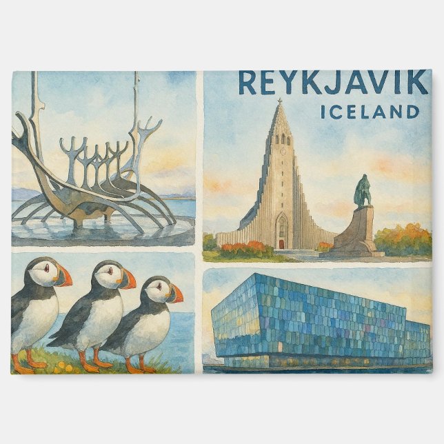 Imán Reykjavik Islandia multivista  (Anverso)