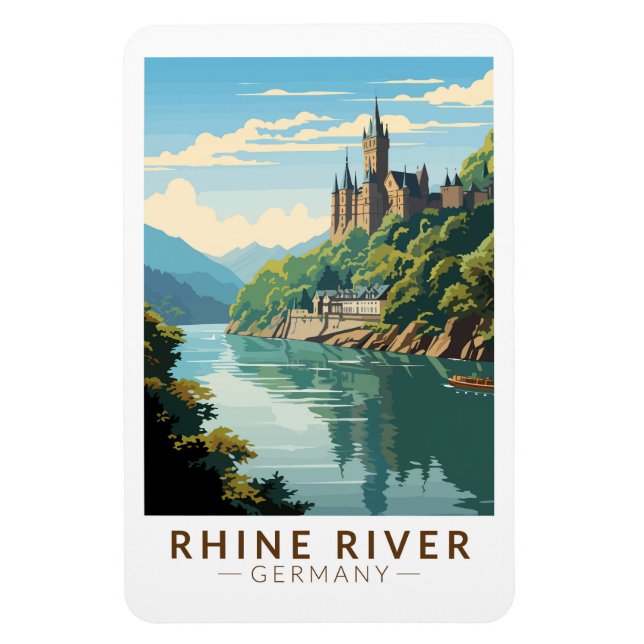 Imán Rhine River Alemania Sección Viajes Art Vintage (Vertical)