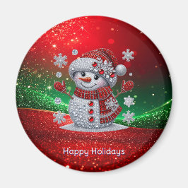 Imán Rhinestones Snowman Holiday Magnet