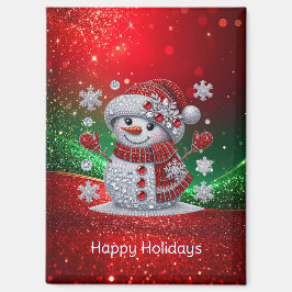 Imán Rhinestones Snowman Holiday Magnet