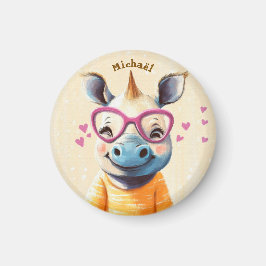 Imán Rhino Valentine's Day Heart Badge - Kids School