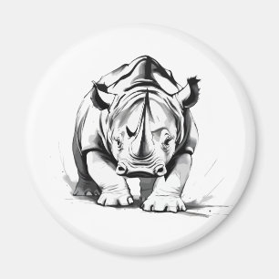 Imán Rhinoceros Vector Retrato de Arte Gráfico Animal S