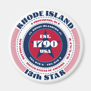 Imán Rhode Island Circle Typography Souvenir Magnet