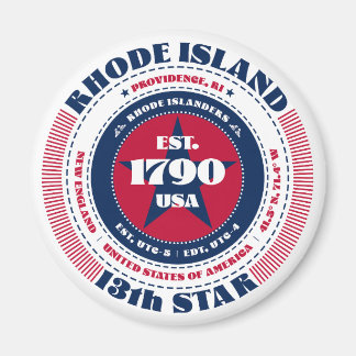 Imán Rhode Island Circle Typography Souvenir Magnet