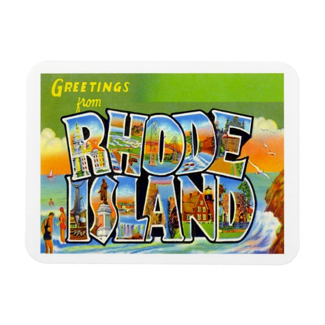 Imán Rhode Island Vintage Travel (Horizontal)