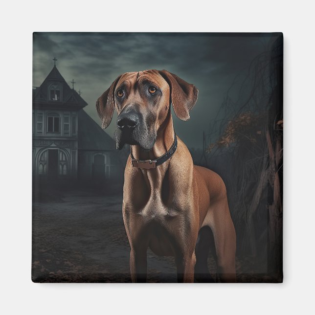 Imán Rhodesian Ridgeback Halloween Aterrador (Frente)