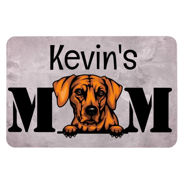 Imán Rhodesian Ridgeback Peeking Personalizado Mamá (Horizontal)