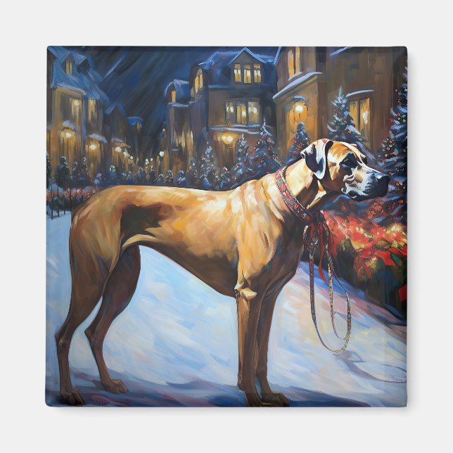 Imán Rhodesian Ridgeback Temporada Navideña Festiva (Frente)