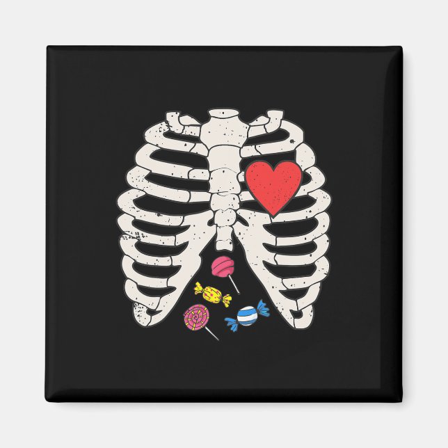 Imán Rib Cage Candy Heart Gracioso Niño de Halloween de (Frente)