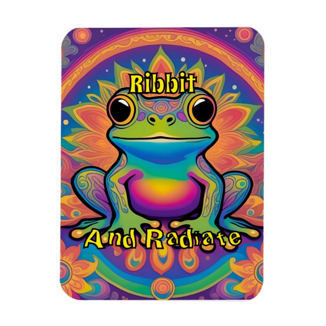 Imán Ribbit y Radiate Boho Frog Groovy Vibes (Vertical)
