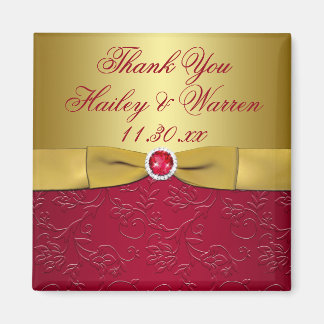 Imán RIBBÓN IMPRESO Rojo, Dorado Floral Wedding Favor