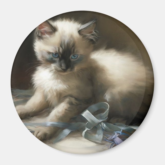 Imán Ribbon Tangle Siamese Kitten (Frente)