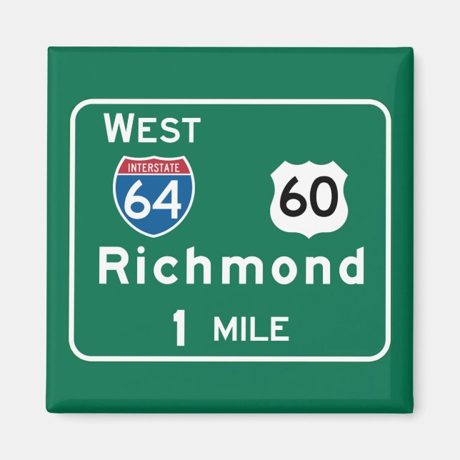 Imán Richmond, VA Road Rótulo (Frente)