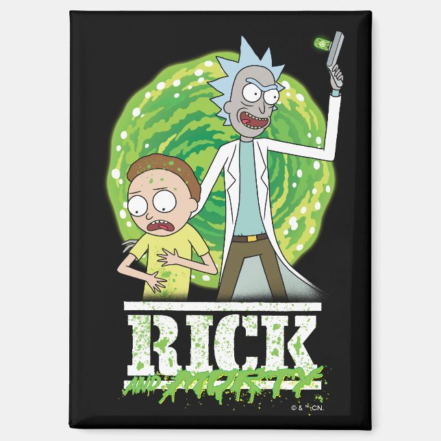 Imán RICK AND MORTY™ | Splash verde (Anverso)