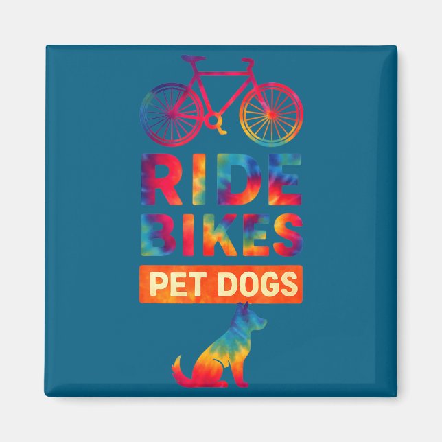 Imán Ride Bikes Pet Dogs Bicycle Cycling Biking Dog Lov (Frente)