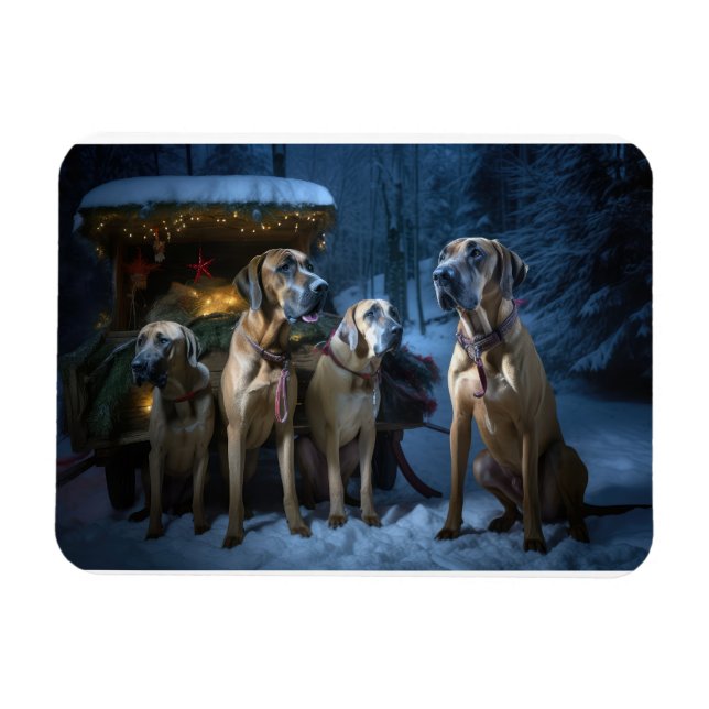 Imán Ridgeback Rodesiano Decoración de Navidades Snowy  (Horizontal)