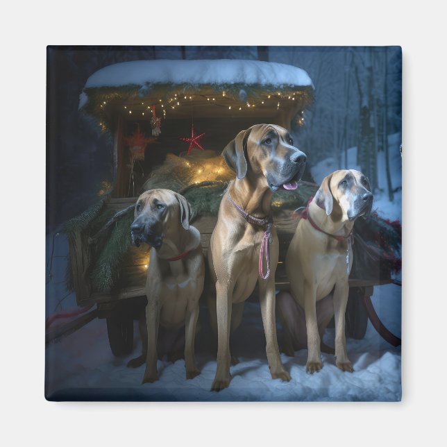 Imán Ridgeback Rodesiano Decoración de Navidades Snowy  (Frente)