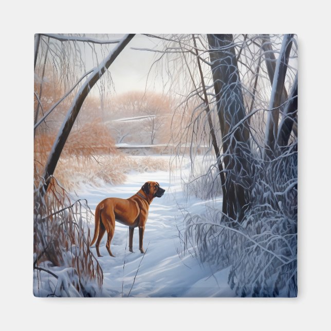 Imán Ridgeback ruso deja que nieve Navidades (Frente)