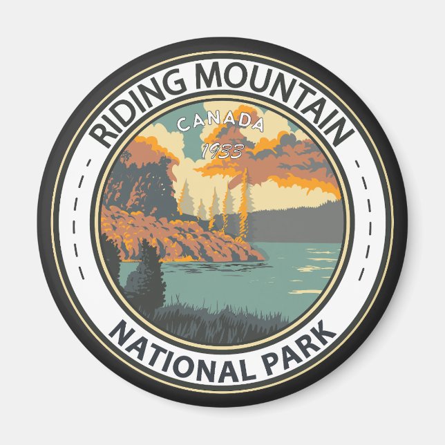 Imán Riding Mountain National Park Canada Vintage Badge (Frente)