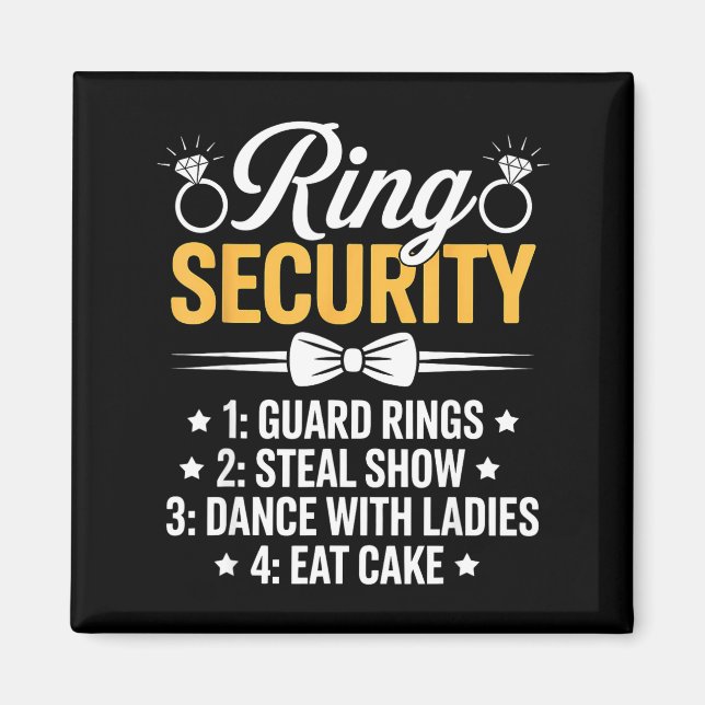 Imán Ring Security Wedding Party Funny Ring Bearer  (Frente)