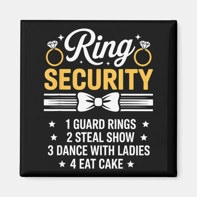 Imán Ring Security Wedding Party Funny Ring Bearer  (Frente)