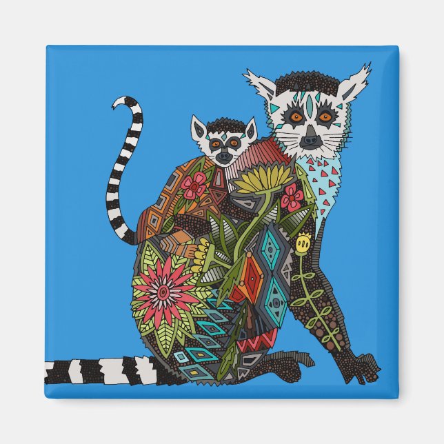 Imán Ring Tail Lemur Love blue (Frente)