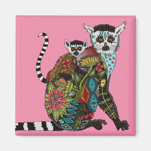 Imán Ring Tail Lemur Love Pink