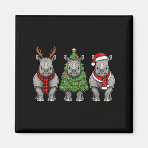 Imán Rinoceronte Retro Navidad Santa Reno Safari Animal