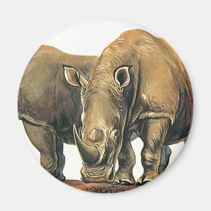 Imán Rinocerontes vintage o rinocerontes, animales salv
