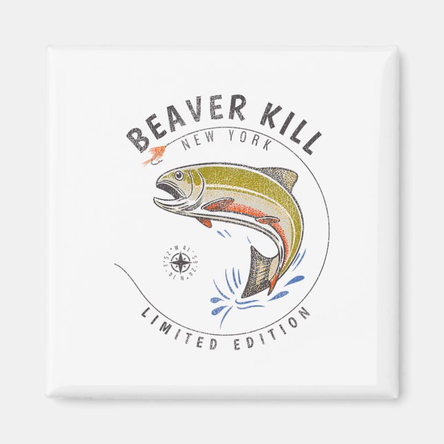 Imán Río Beaverkill Nueva York Recuerdo de pesca con mo (Frente)