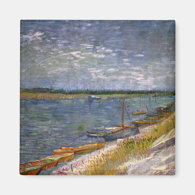 Imán Río con botes de remo por Vincent van Gogh (Frente)
