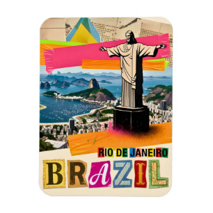 Imán Río de Janeiro Brasil Cristo Collage Retro Viajes