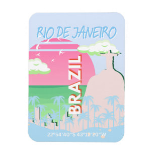 Imán Río de Janeiro Brasil Ilustracion azul de viajes d