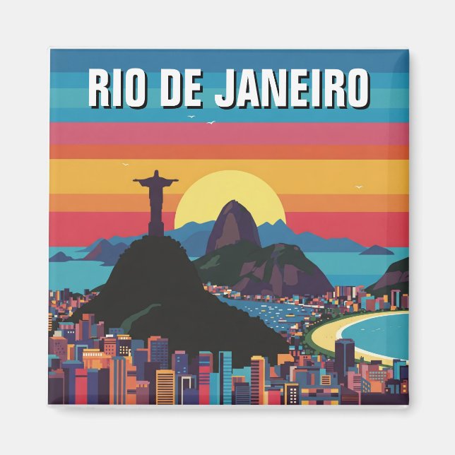 Imán Río de Janeiro Cristo el venado retro redimiente (Frente)