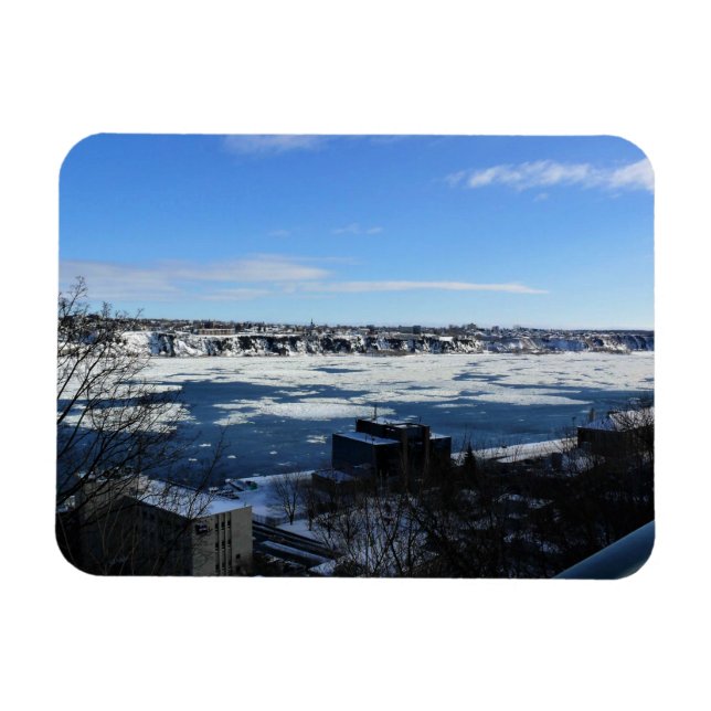 Imán Río San Lorenzo en invierno, Quebec, Canadá (Horizontal)