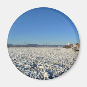 Imán Río San Lorenzo en invierno, Quebec, Canadá