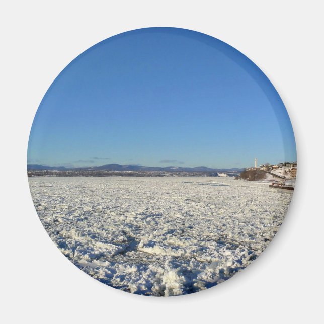 Imán Río San Lorenzo en invierno, Quebec, Canadá (Frente)