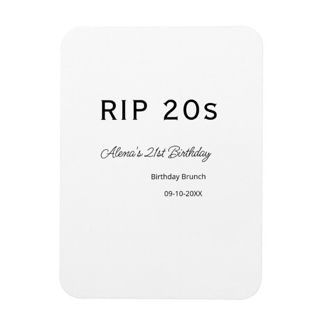 Imán RIP 2002 cumpleaños 21 simple fecha mínima de brun (Vertical)