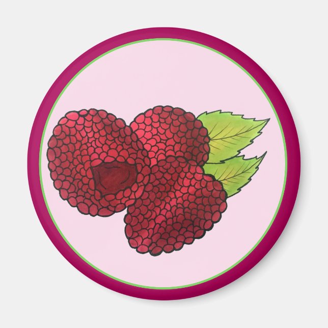 Imán Ripe Raspberry Rojo Raspberries Berry Fruth Print (Frente)