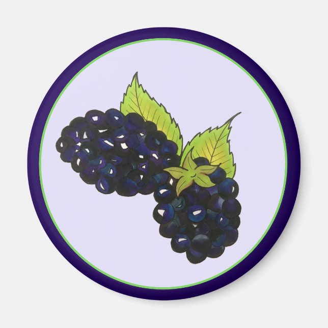 Imán Ripe Summer Blackberries Blackberry Berry Berries (Frente)