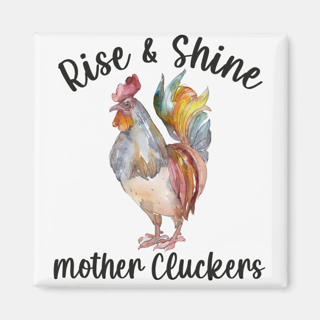 Imán Rise Y Brillar Madre Cluckers Camisa Pollo Gracios (Frente)