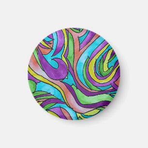 Imán Ritmo de Color-Arte Abstracto de Acuarela Pintado 