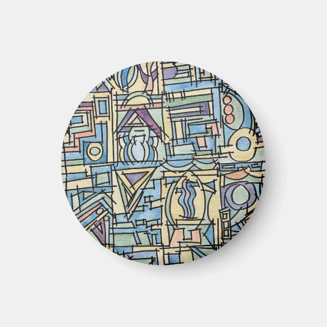 Imán Ritmo en azul - Arte abstracto pintado a mano (Frente)