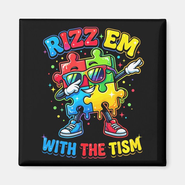 Imán Rizz Em con The Tism Divertido Mes de Concientizac (Frente)