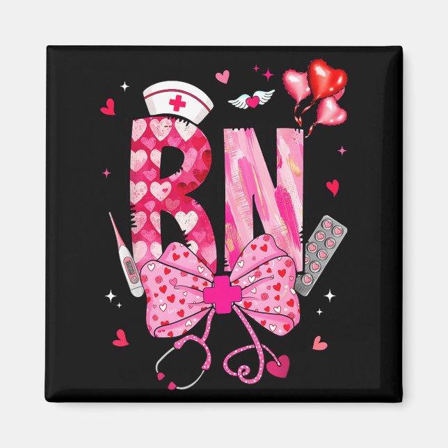Imán Rn Valentine Coquette Bow Stethoscope Nurse Girl W (Frente)