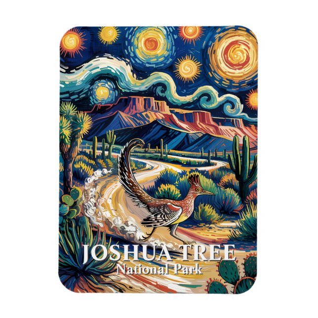 Imán Roadrunner of Joshua Tree Van Gogh Night Custom (Vertical)