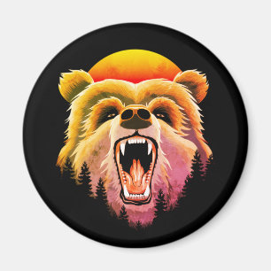 Imán Roaring Grizzly Bear Face