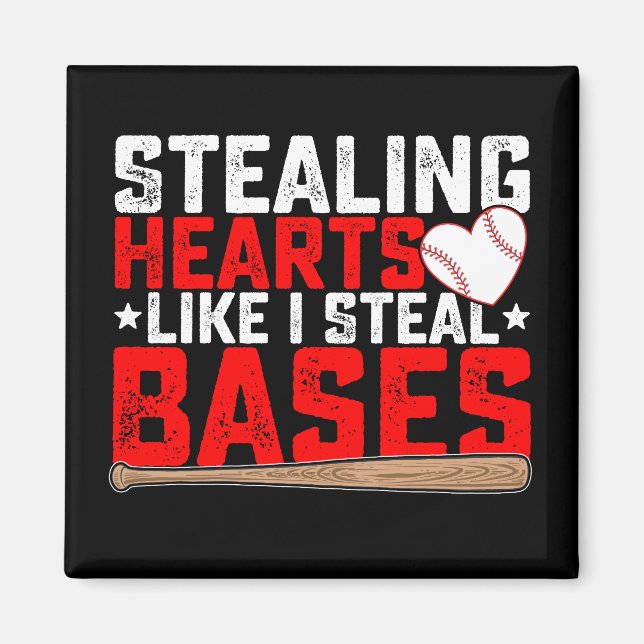 Imán Robando corazones como robo bases Béisbol (Frente)