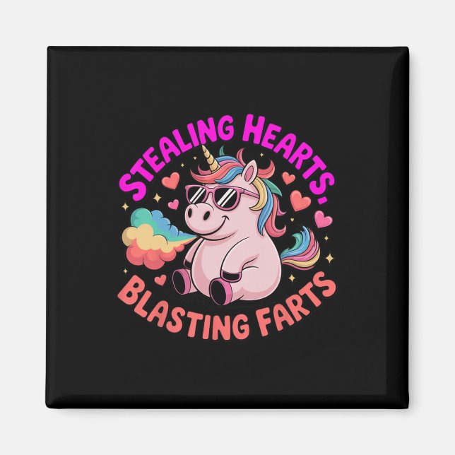 Imán Robando Corazones Explosión de Pedos Unicornio de  (Frente)